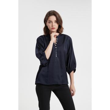 Lady Solid Bluse Hemd gedrucktes Hemd Bürohemd