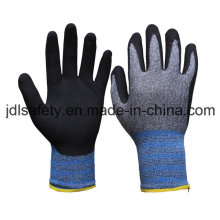 13 Gauge Nylon und Spandex Arbeit Handschuh mit schwarzen Sandy Nitril auf Palm (N1613)