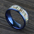 Bague de mariage en tungstène bleu avec incrustation de coquillages d&#39;ormeau