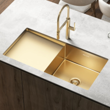 Golden Single Bowl Kitchen Sink with Drainboard