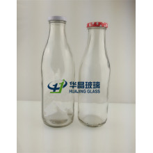 750ml 1000ml Empty Transparent Glass Milk Bottles with Metal Caps