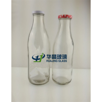 750ml 1000ml Empty Transparent Glass Milk Bottles with Metal Caps