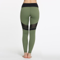 Grün gefärbte Yoga Leggings Sport Hosen mit schwarzem Mesh Low MOQ