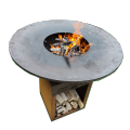 Outdoor kitchen wood burning Corten fire pit BBQ