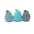 Nursery decor Eco friendly Toys for children Knitting toys Blue Crochet Pear Organic Rattle Gray room decor