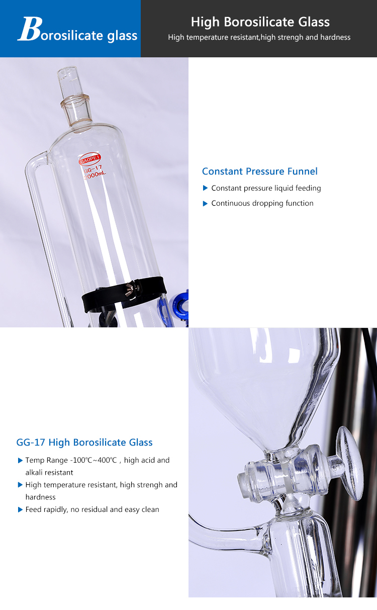 Laboratory Cylindrical Double Wall Jacketed Glass Reactors 