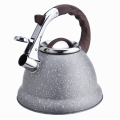 White marble whistling stovetop tea pot kettle