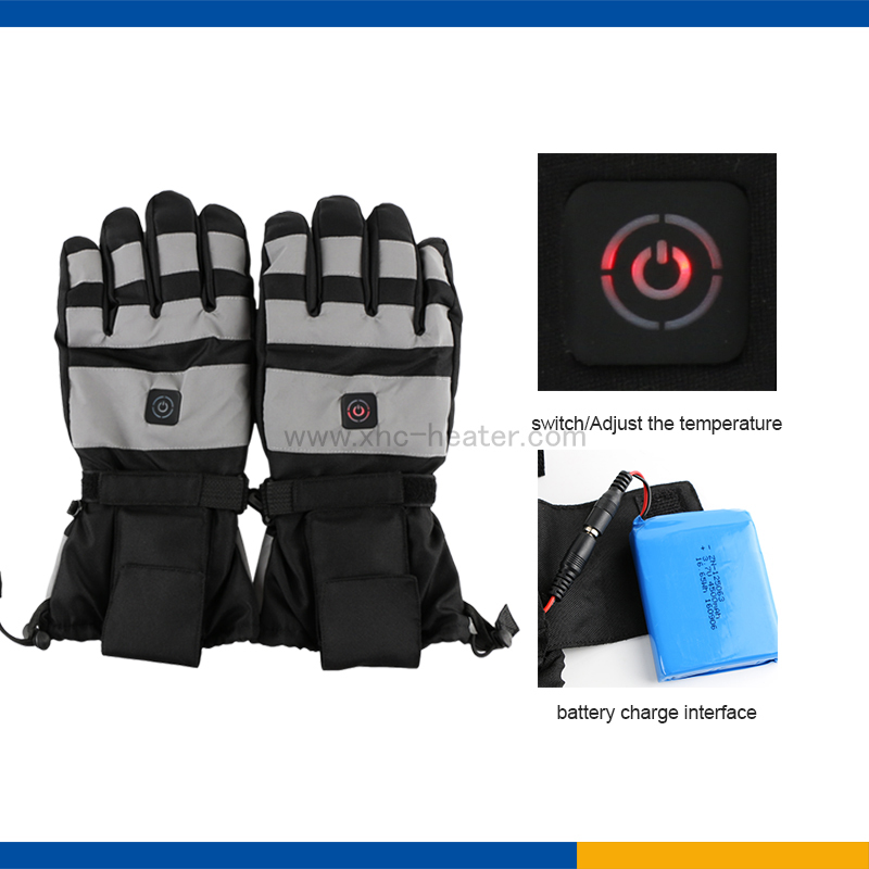 Three Temperature Controller Heated Ski Gloves