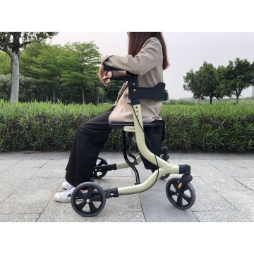 Aluminum rollator walker with shopping bag