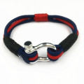 Stainless Steel Shackle Cotton Nylon Cord Bracelet