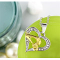 Vente en gros Chaîne Collier Pendentif Collier coeur Collier en or jaune Diamant