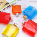flat square glass drinking bottle 250ml with cap