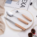 Stainless Steel Fork Spoon  Wooden Handle Cutlery