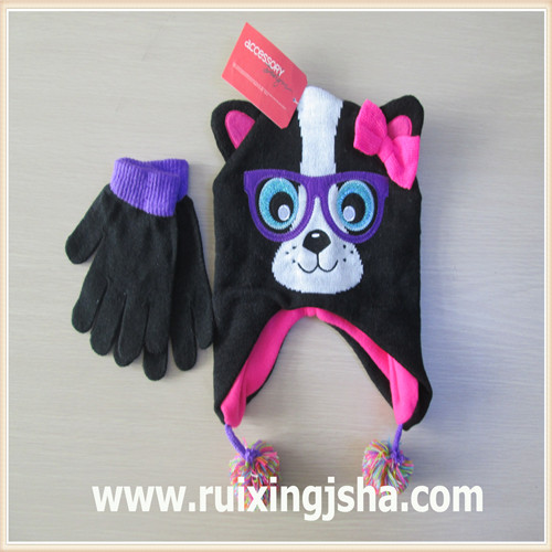 Assorted knit critter hat and gloves sets