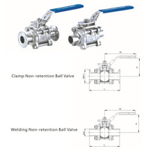 Valve à bille en acier inoxydable sanitaire en acier inoxydable 3PC