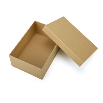 Brown plain cardboard paper box with lid