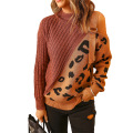 Womens Cold Shoulder Sweaters High Neck Long Sleeve