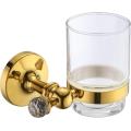 Home Use Bathroom Glass Cup Holder Golden