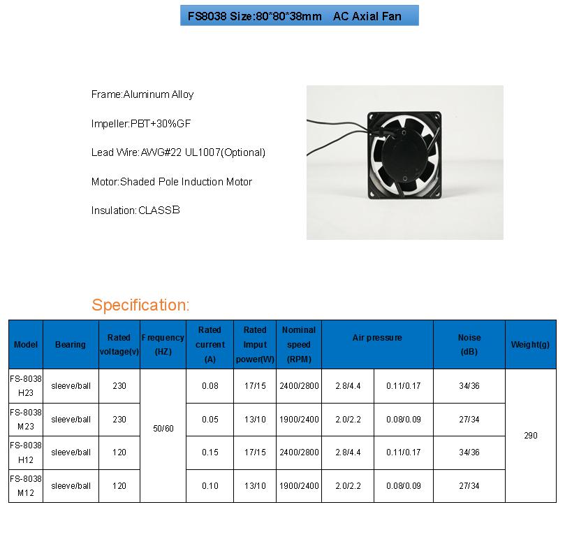 8038 AC cooling fan