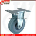 3 Inch Gray Rubber Fixed Caster with Plain Bore