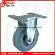 3 Inch Gray Rubber Fixed Caster with Plain Bore