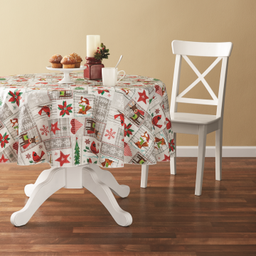 Tablecloth PE with Needle-punched Cotton Cute Animals Round