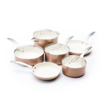 Amazon Vendedor Metellic 10 pièces Nonstick Céramique Set de cuisinière Cuivre