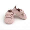 Chaussures habillées pour bébé en cuir suédé avec pompon et nœud