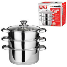 Amazon Vendor 24 centímetros 4PC Steamer Cooker Pot Set Aço Inoxidável