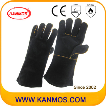 Black Genuine Cowhide Leather Industrial Hand Safety Welding Work Glove (111033)