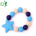 Moda Rodada Beads Silicone Pulseira Baby Teething Bracelet