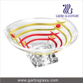 Line Printed Glass Salad Bowl with Stand