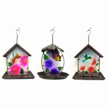 3 Asst Vidrieras decoradas Metal Garden Birdfeeder