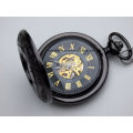 Reloj de bolsillo negro completo de los hombres de los números de la flor de la vendimia del vintage para el regalo