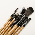 Gold pu bag with 7 pcs makeup brushes