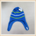 children strip knitted earflap hat