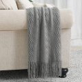 Throw Blanket Textured Solid Soft Decorative Knitted Blanket