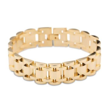 nueva moda chapado en oro pulsera de acero inoxidable hombres