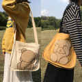 Sac à bandoulière en toile broderie motif ours mignon