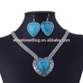 2015 new design heart love turquoise necklace jewelry set