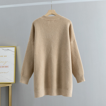 Sweaters informales de gran tamaño de cuello redondo de mujer Batwing