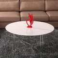 Marble round top stainless steel cross leg coffee table