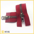 Top and bottom puller old silver metal zipper