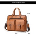 Men's Leather Double Zip Briefcase Messenger Laptop Bag