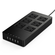 EU/Au/Us/UK Plug 6 Outlet Socket with 5 USB Ports