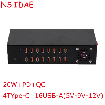4Type-C+16 puerto USB cargador de carga rápida