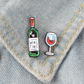 Badge d&#39;épingle en métal mignon de vin et de bouteille en bouteille