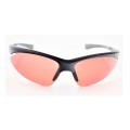 Semi-Rimless Shiny Black Sunglasses with Brown Lenses for Sports-16307