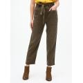 Ladies brown casual straight-leg cargo trousers