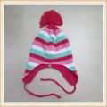 Children  Lovely 100% acrylic knitted earflap hat with fringes/tassel on top